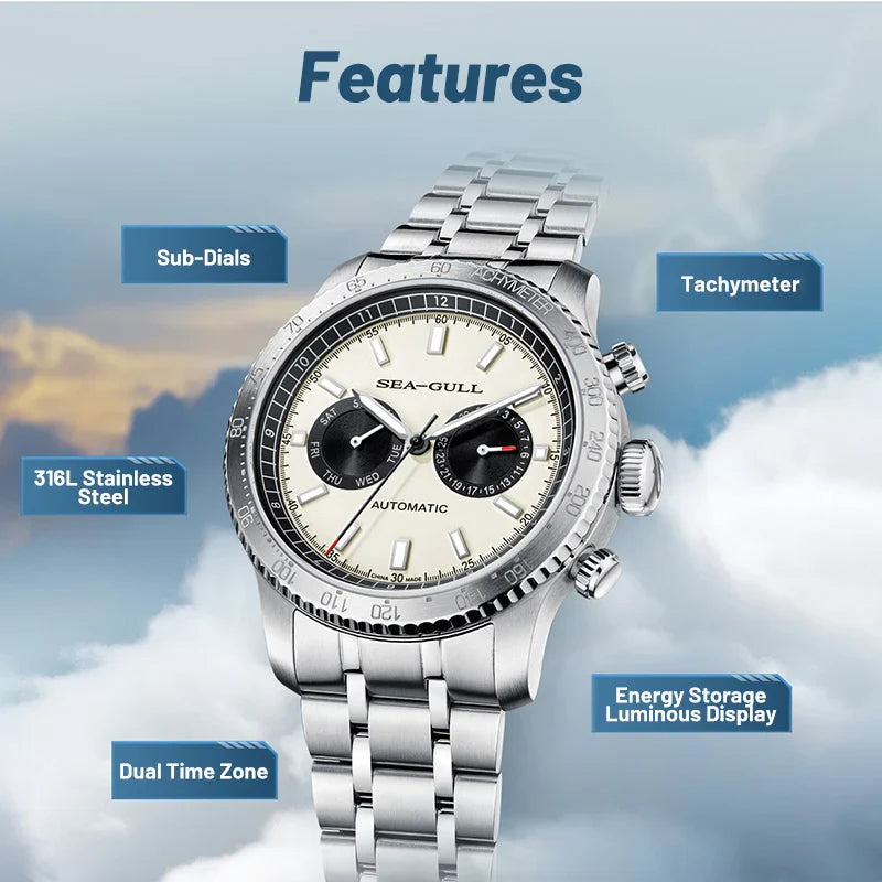 SEAGULL - Relogio Automático GMT com Cronográfo